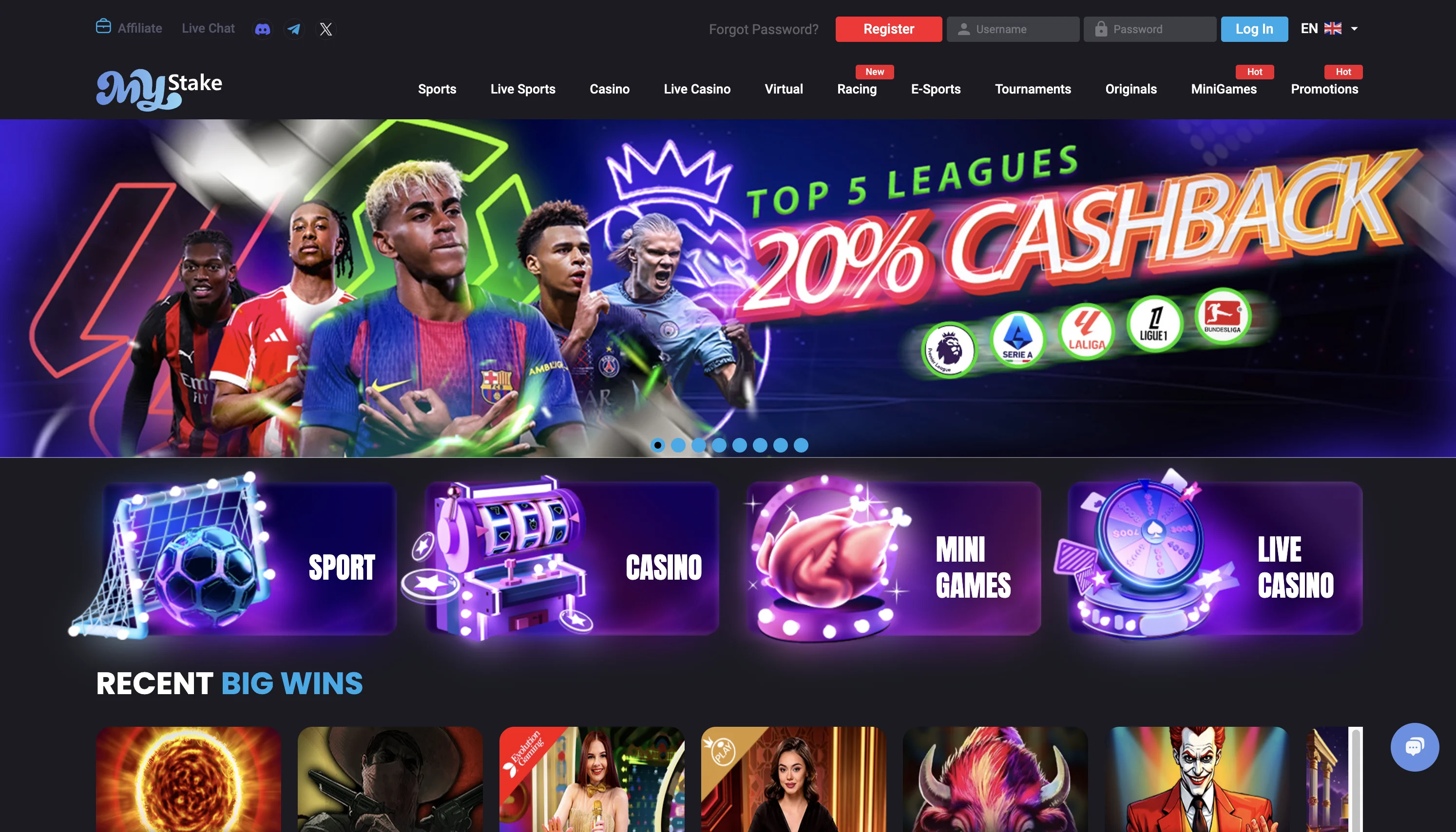 MyStake Casino Screenshot