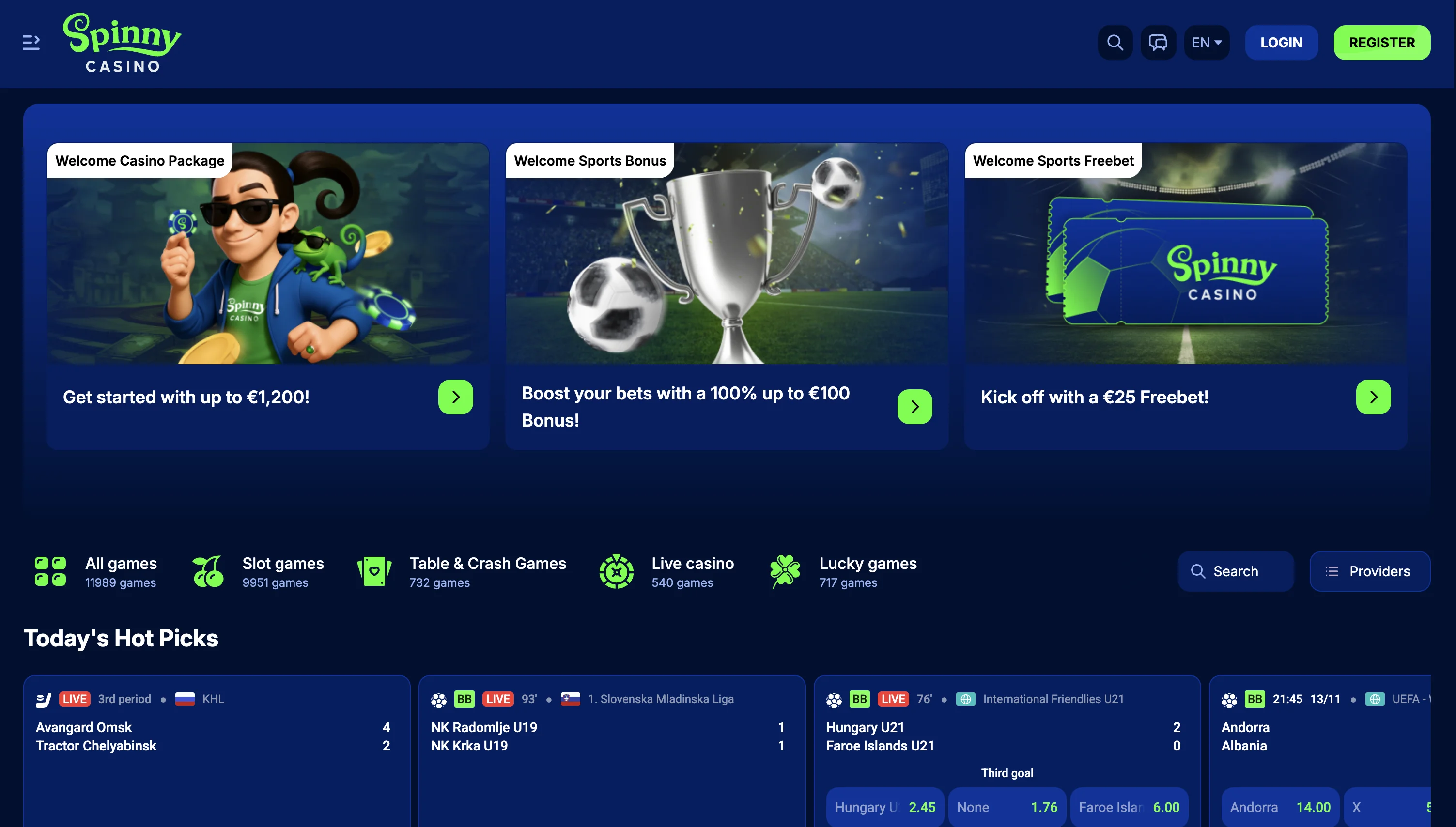 Spinny Casino Screenshot